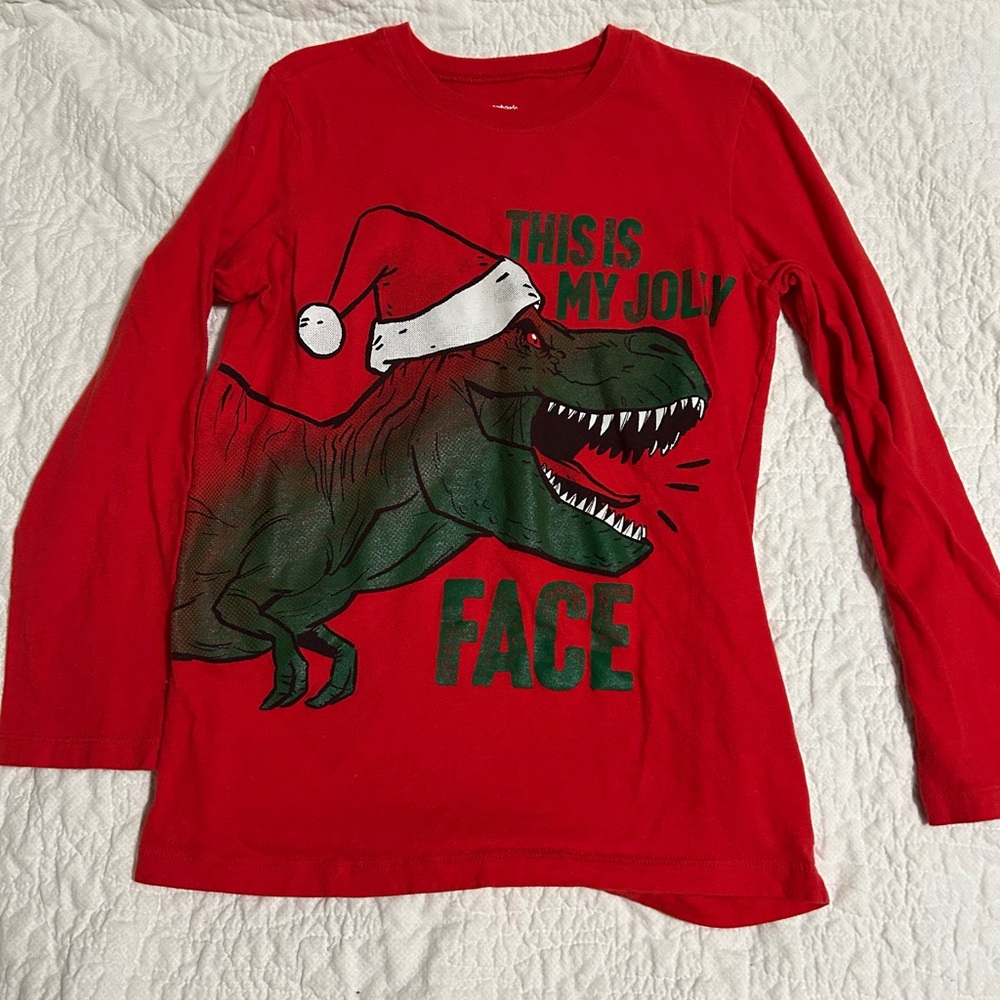 Carter's Red Jolly Dinosaur Long Sleeve Tee Christmas